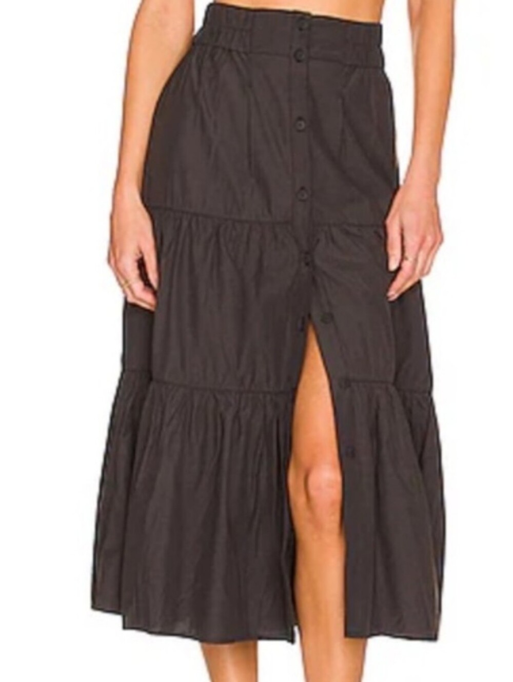 BROCHU WALKER dark gray Havana maxi tiered skirt sz S